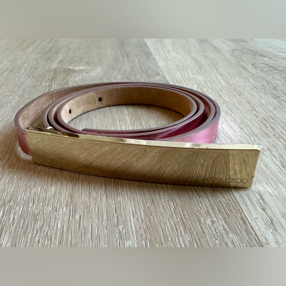 Jimmy Choo Metallic Pink Skinny Belt